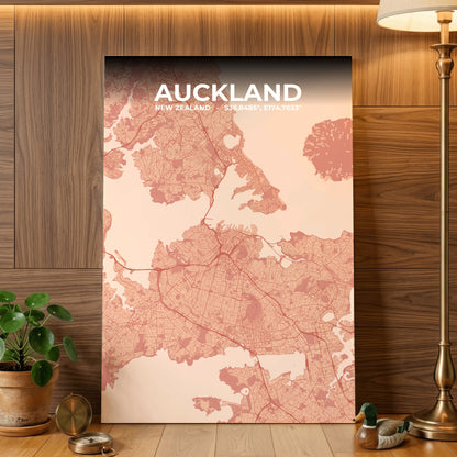 Auckland Blush Map Poster