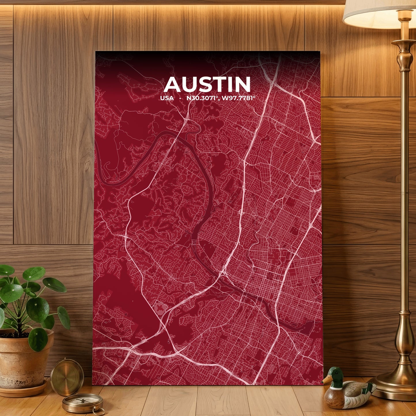 Austin Garnet Map Poster