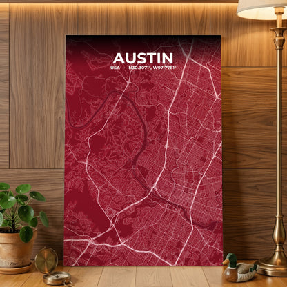 Austin Garnet Map Poster