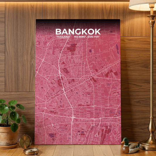 Bangkok Scarlet Map Poster