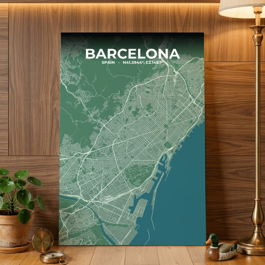 Barcelona Mist Map Poster