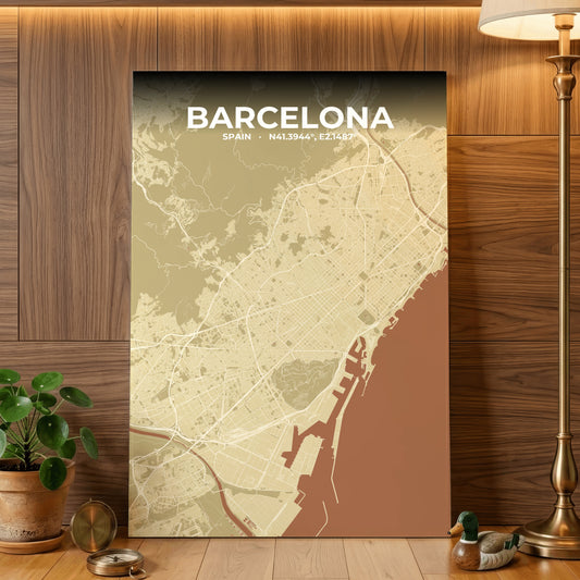 Barcelona Ember Map Poster