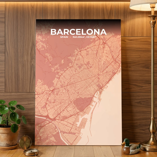 Barcelona Blush Map Poster