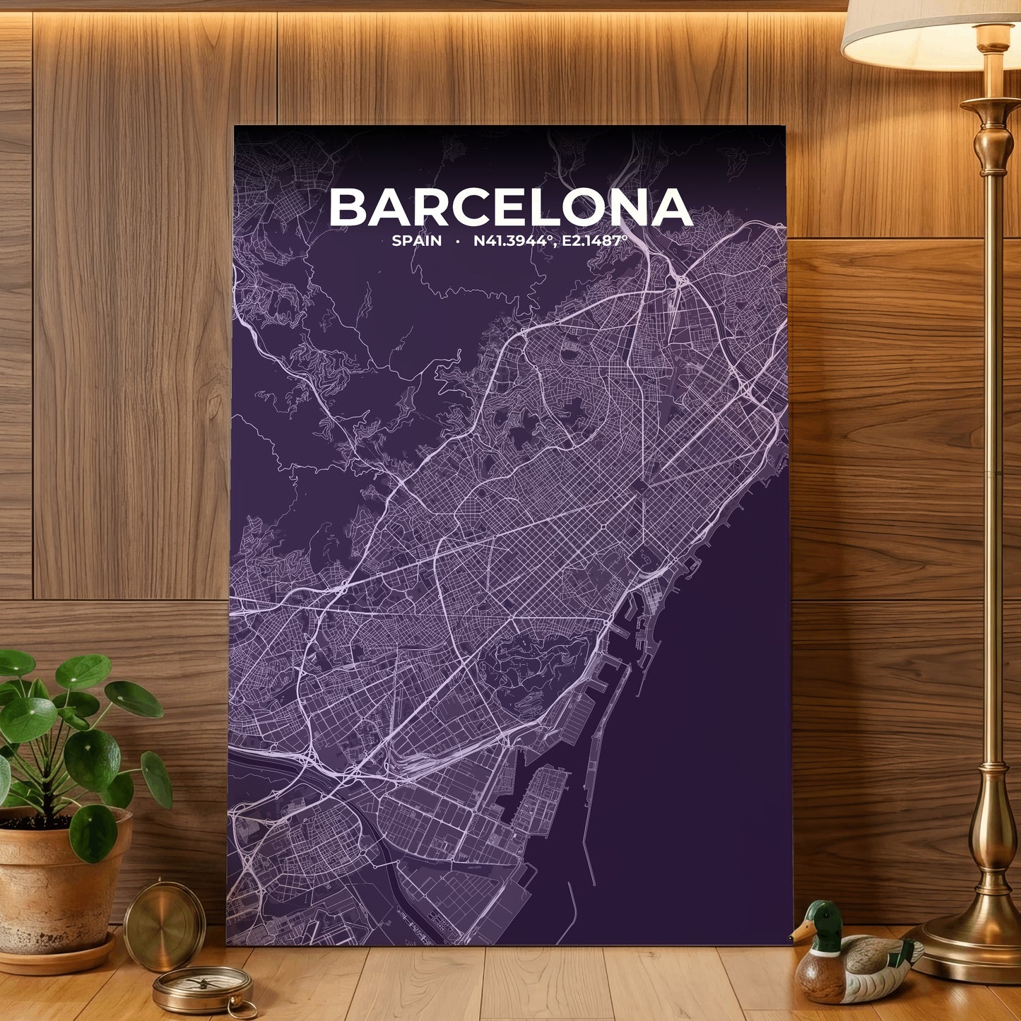 Barcelona Dusk Map Poster