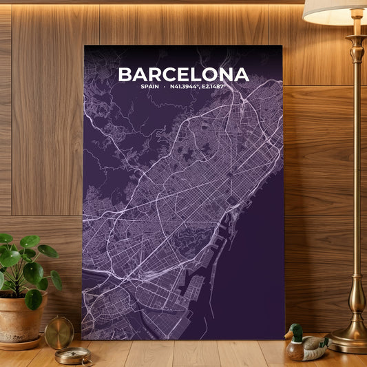 Barcelona Dusk Map Poster