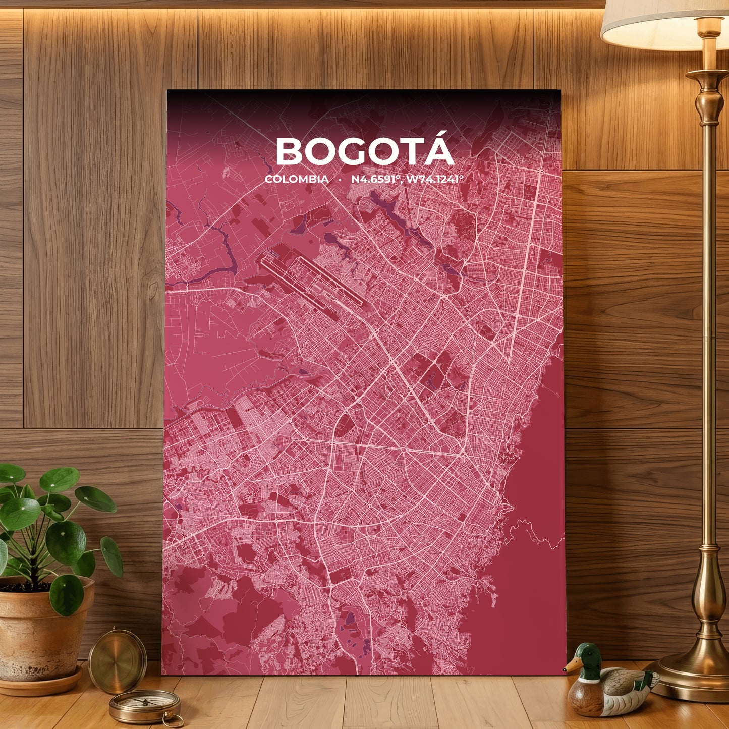 Bogotá Scarlet Map Poster