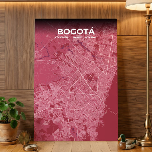 Bogotá Scarlet Map Poster