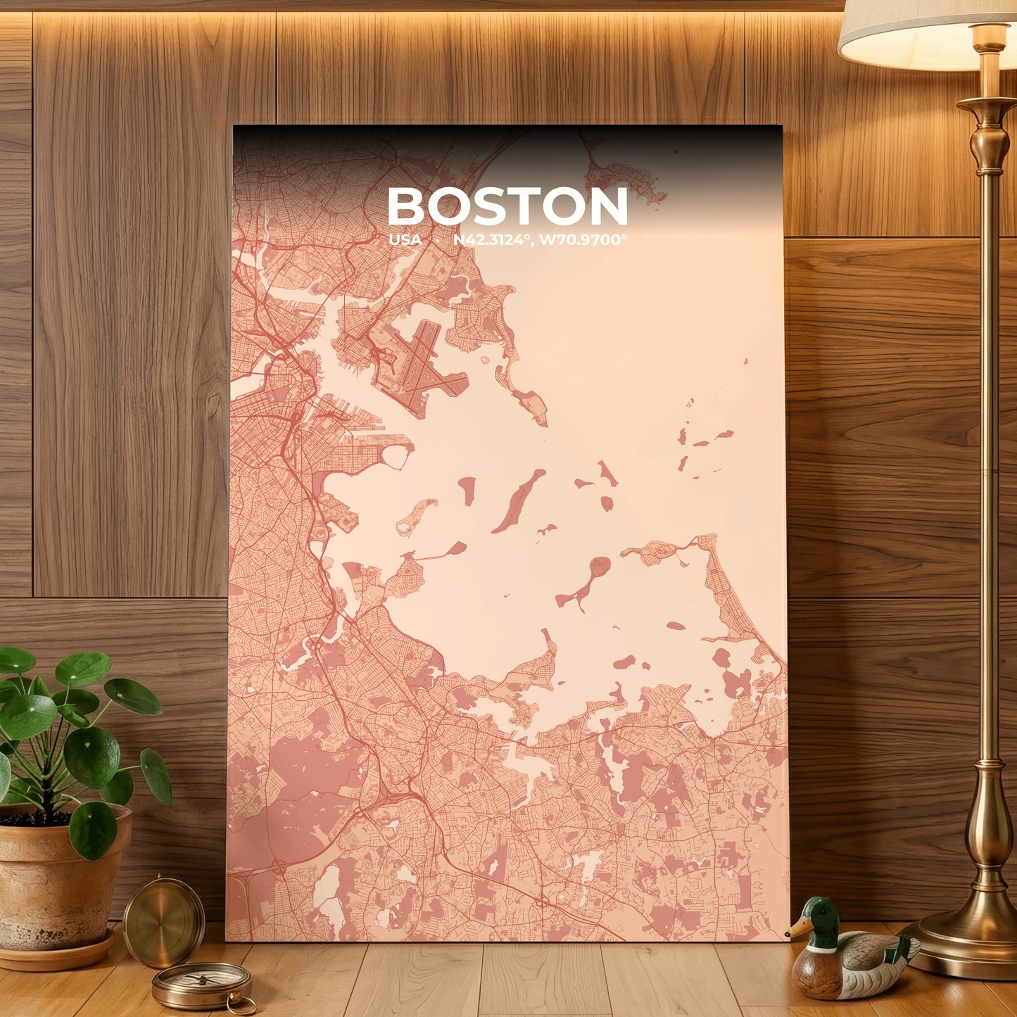 Boston Blush Map Poster