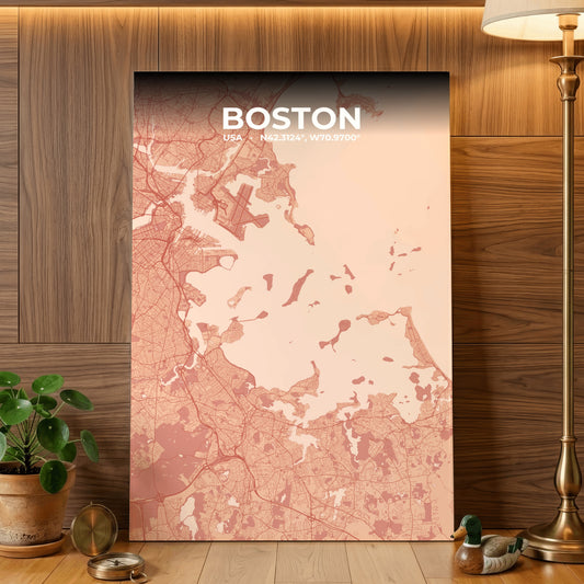 Boston Blush Map Poster