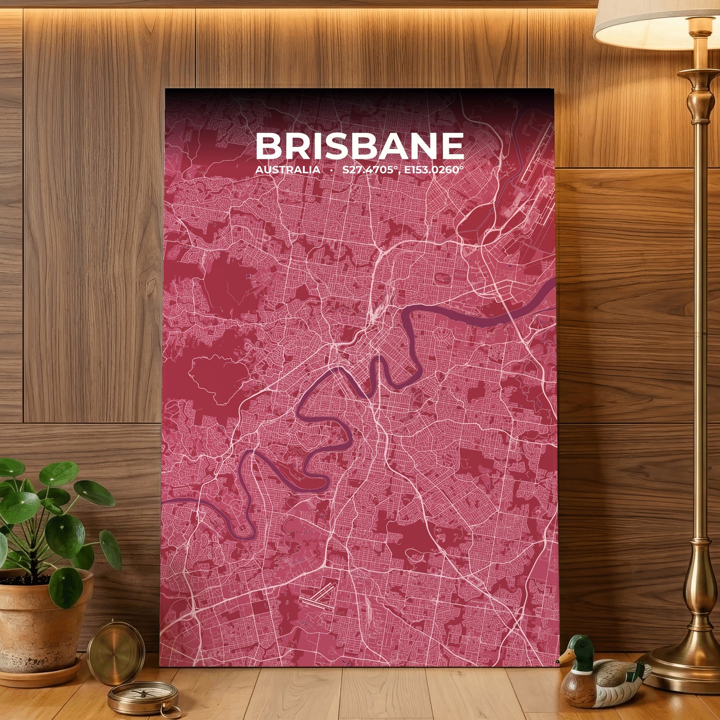 Brisbane Scarlet Map Poster