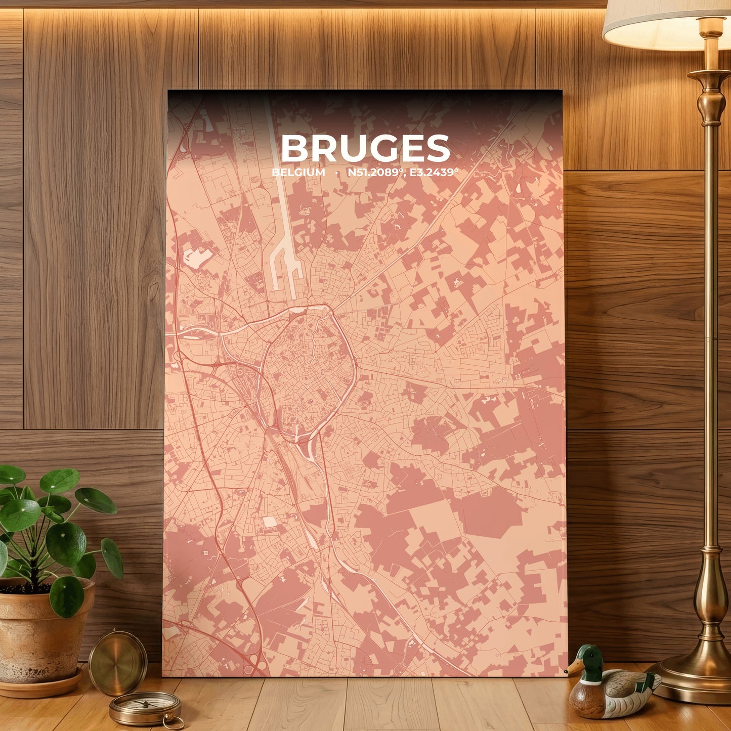 Bruges Blush Map Poster