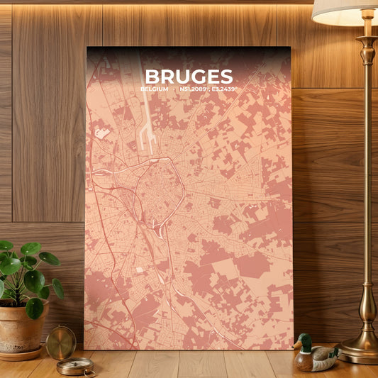 Bruges Blush Map Poster