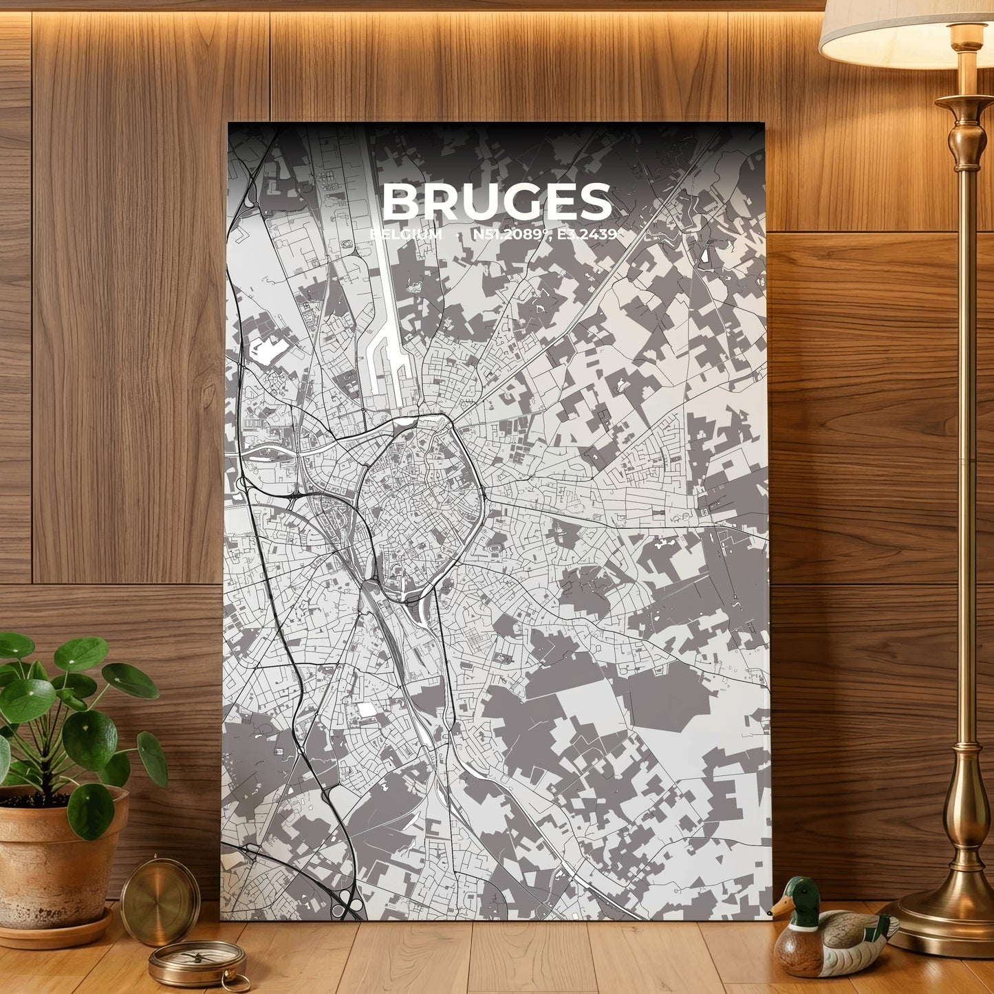Bruges Ash Map Poster