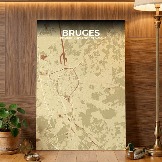 Bruges Ember Map Poster