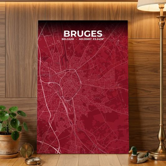 Bruges Garnet Map Poster