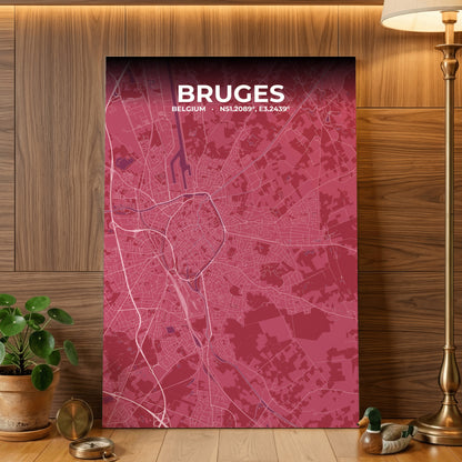 Bruges Scarlet Map Poster