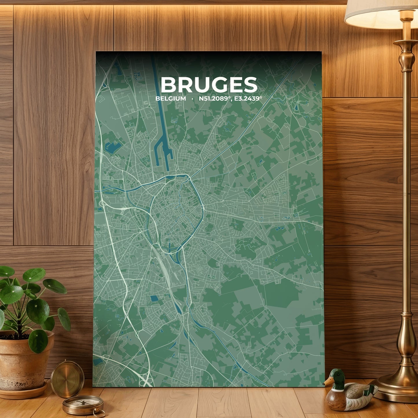Bruges Mist Map Poster