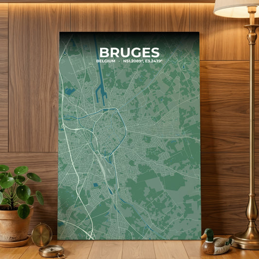Bruges Mist Map Poster