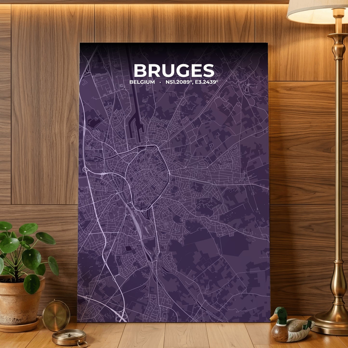 Bruges Dusk Map Poster