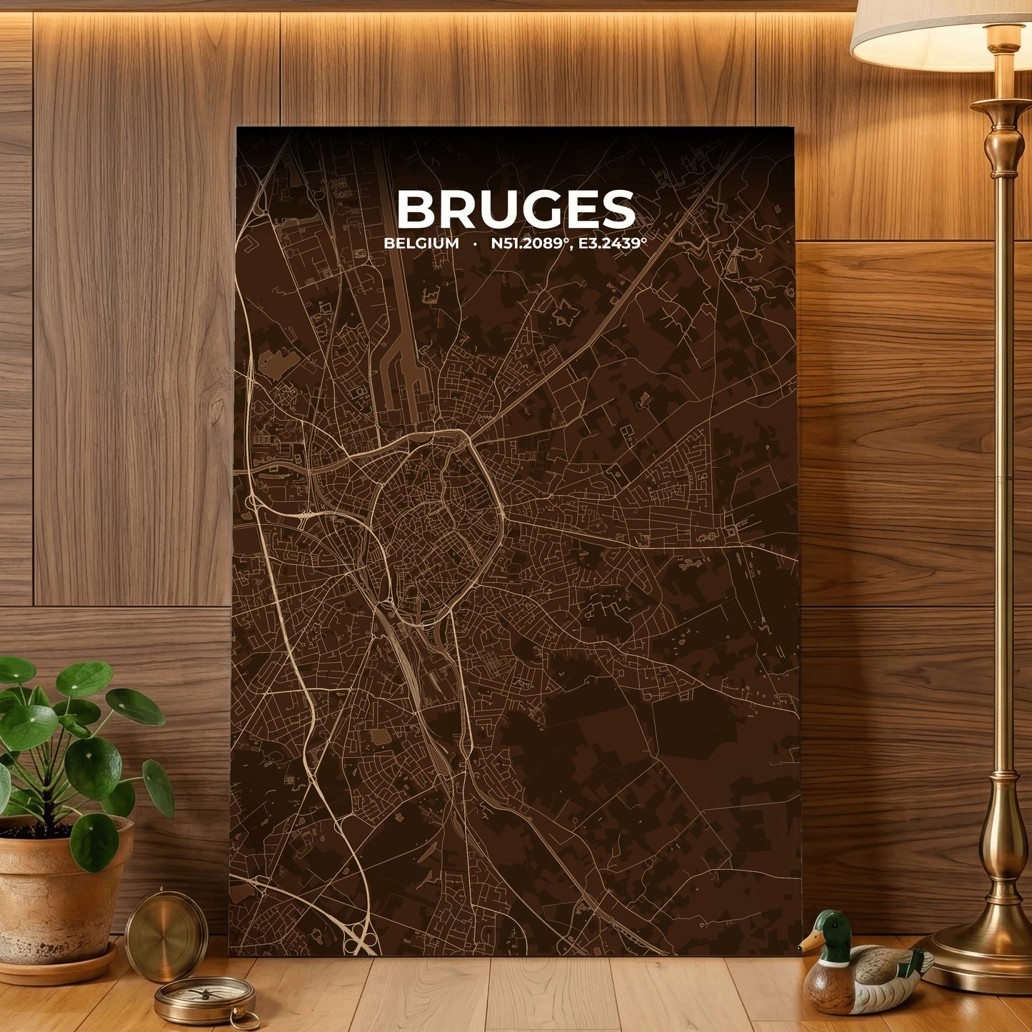 Bruges Plum Map Poster