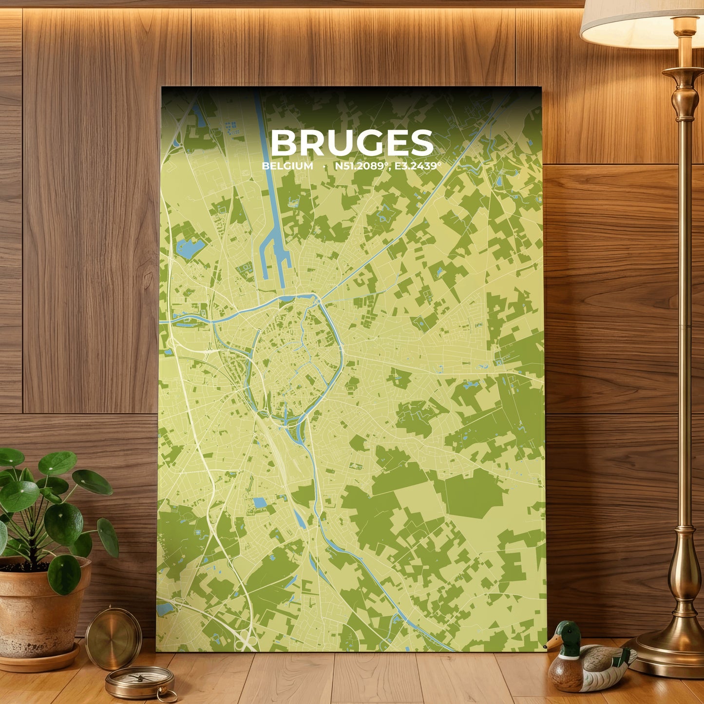 Bruges Fern Map Poster