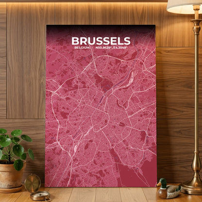 Brussels Scarlet Map Poster