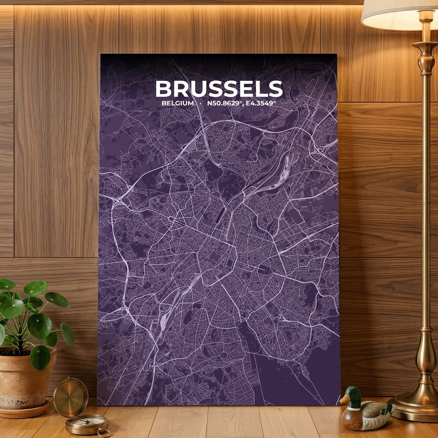 Brussels Dusk Map Poster