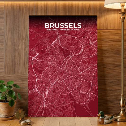 Brussels Garnet Map Poster