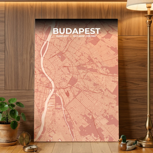 Budapest Blush Map Poster