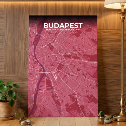 Budapest Scarlet Map Poster