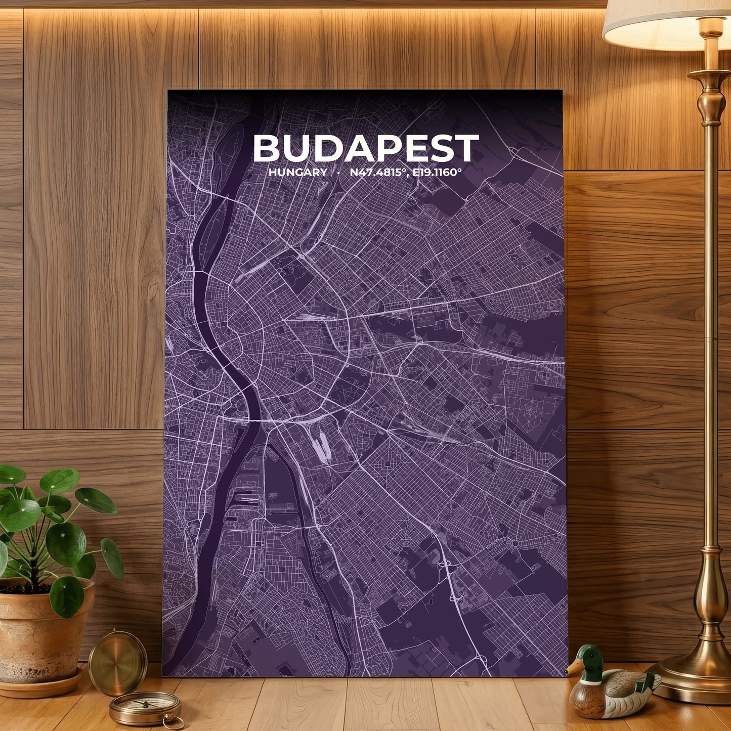 Budapest Dusk Map Poster