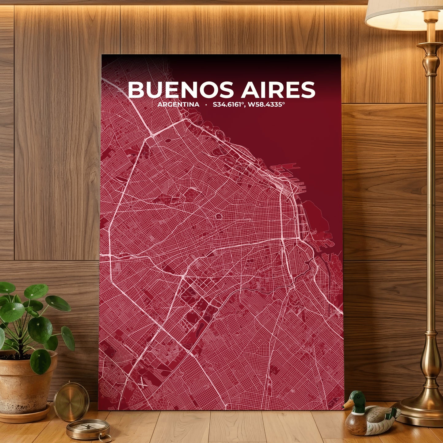 Buenos Aires Garnet Map Poster