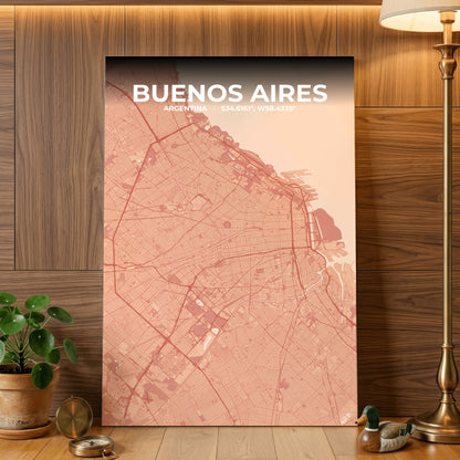 Buenos Aires Blush Map Poster