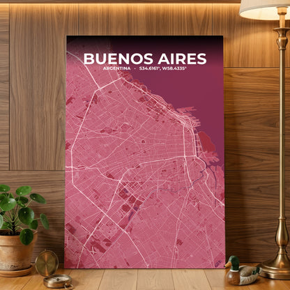 Buenos Aires Scarlet Map Poster