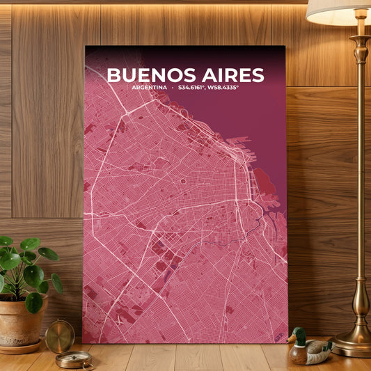 Buenos Aires Scarlet Map Poster