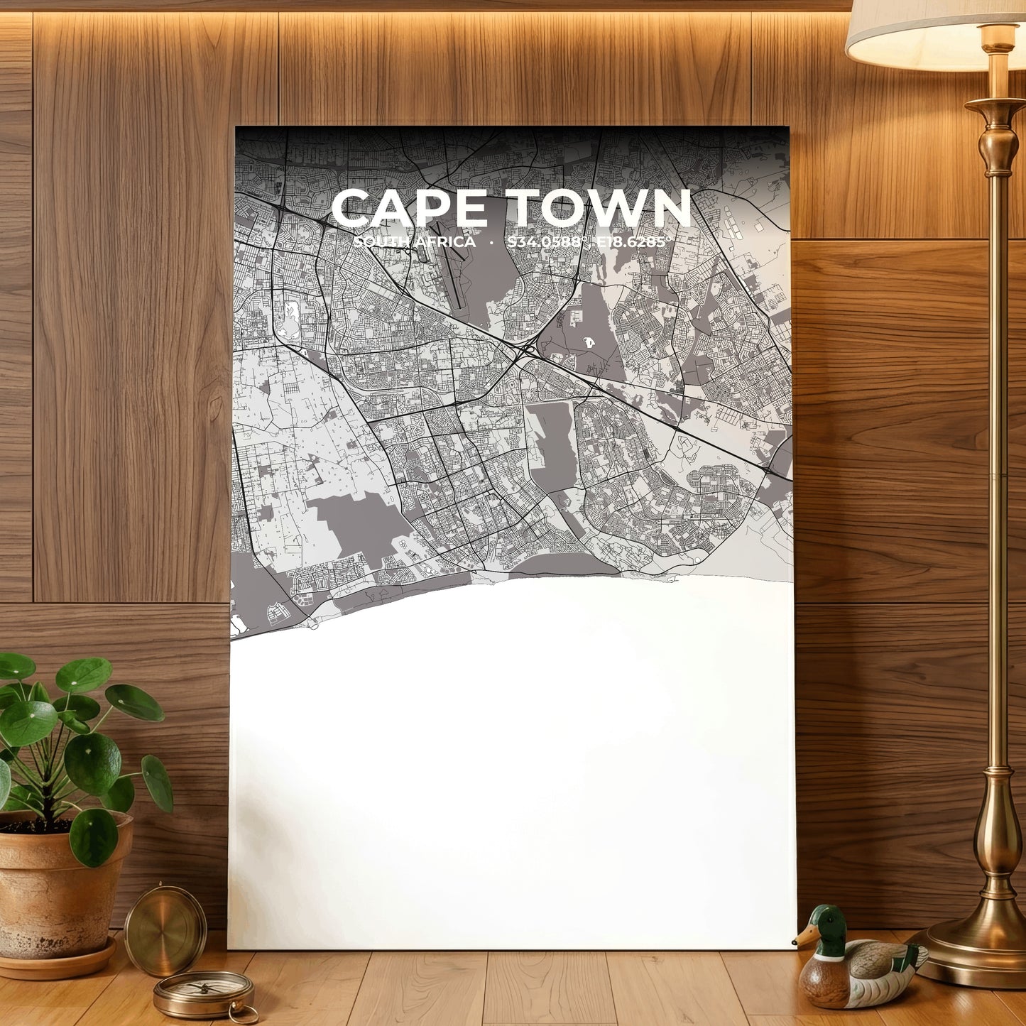 Cape Town Ash Map Poster
