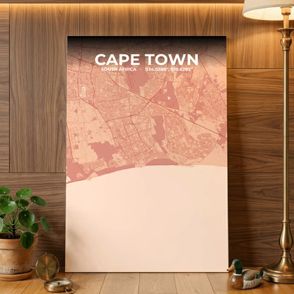 Cape Town Blush Map Poster