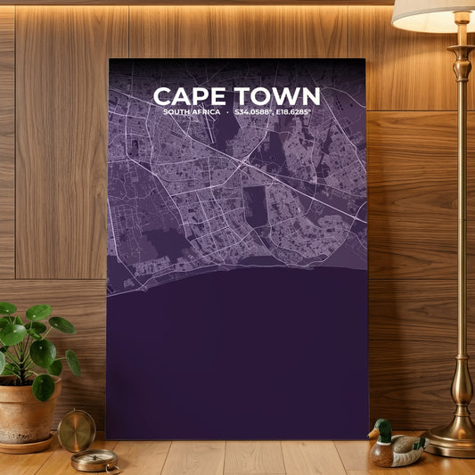 Cape Town Dusk Map Poster