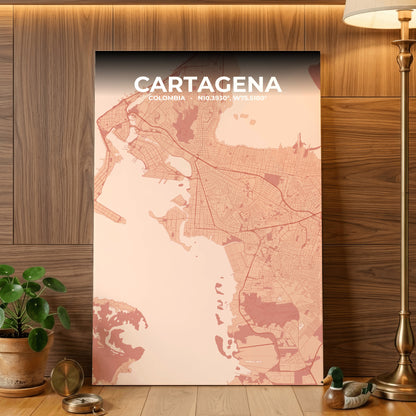 Cartagena Blush Map Poster