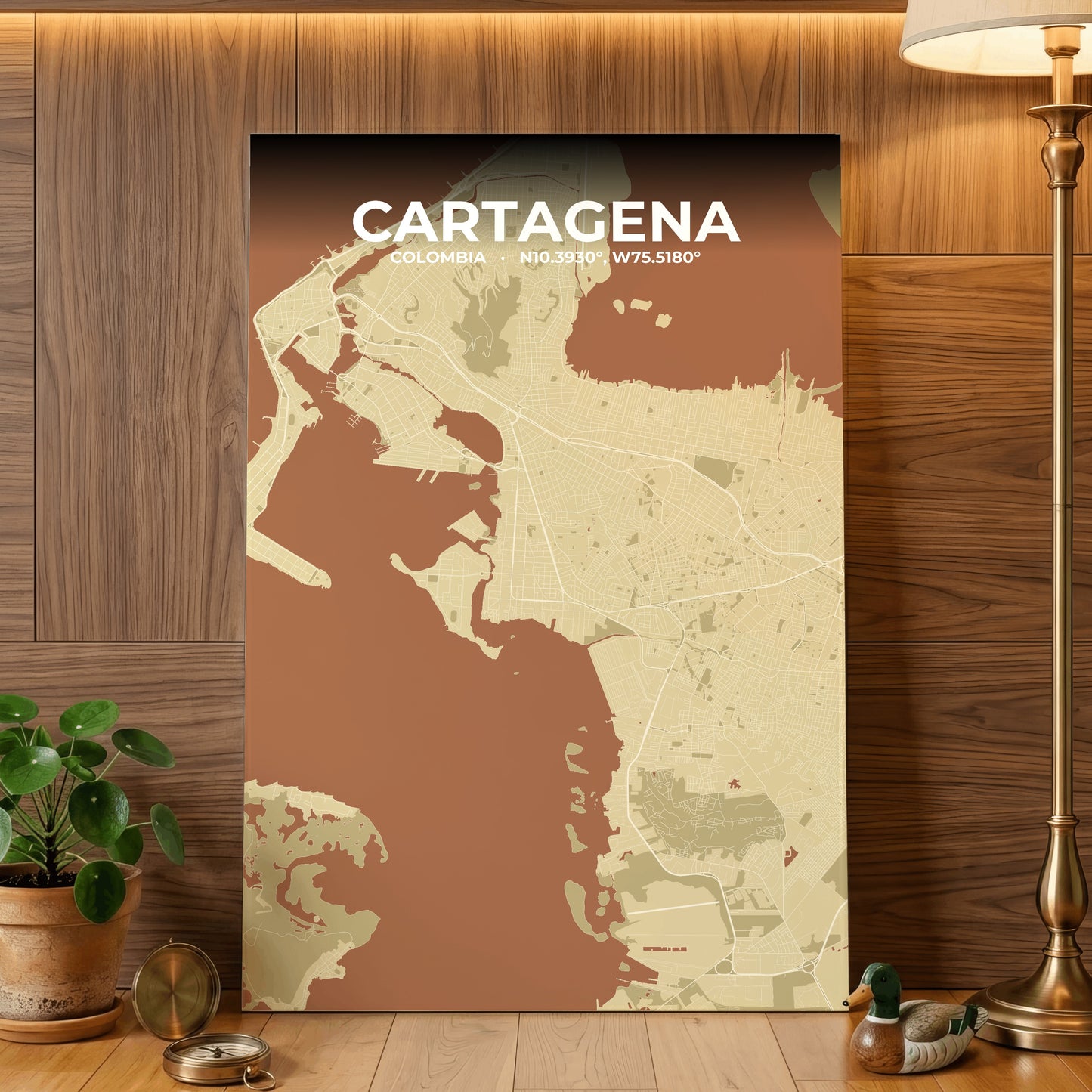 Cartagena Ember Map Poster