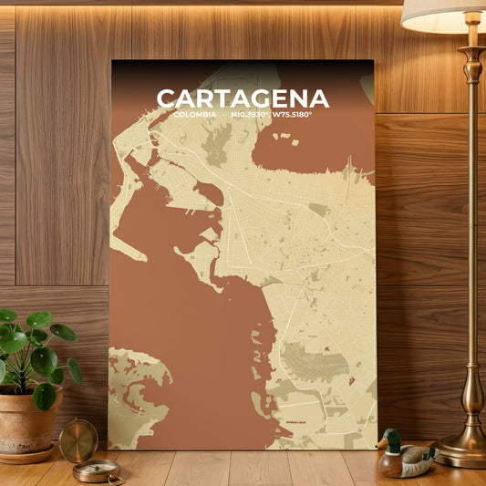 Cartagena Ember Map Poster