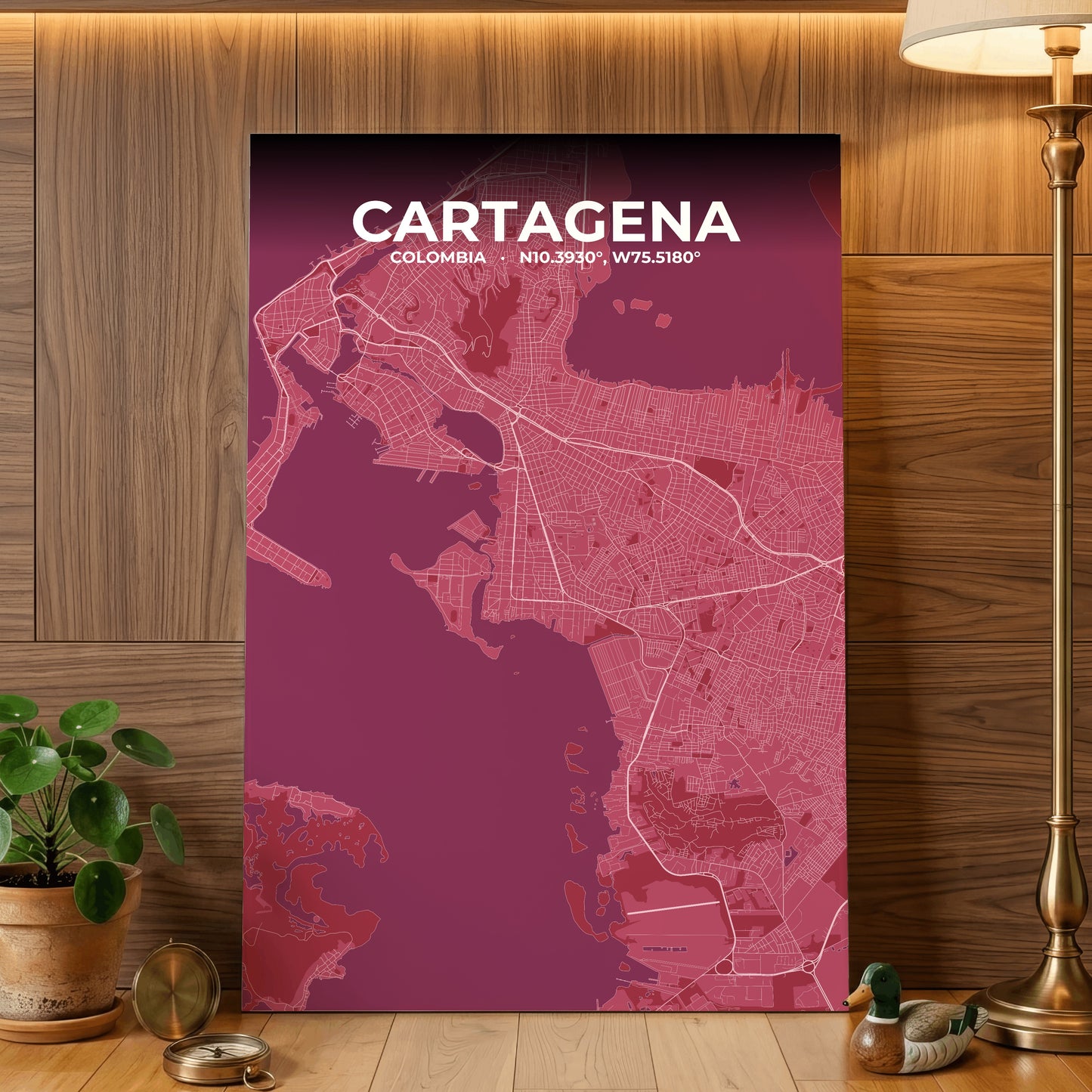 Cartagena Scarlet Map Poster