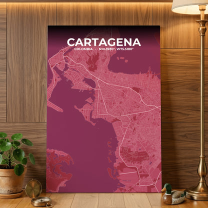 Cartagena Scarlet Map Poster