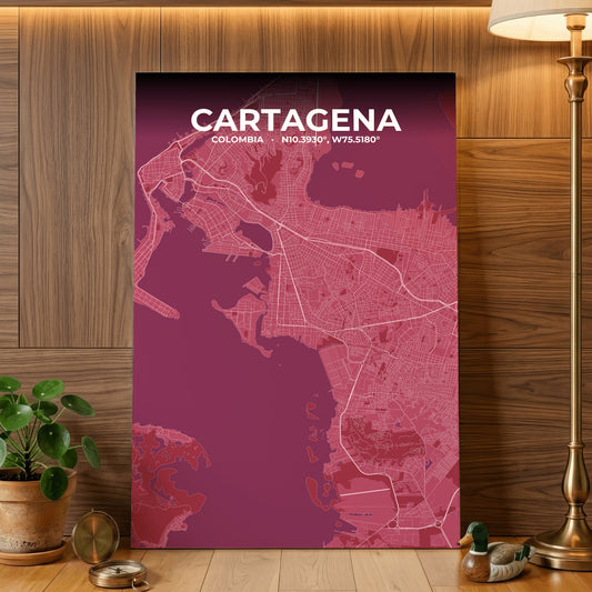 Cartagena Scarlet Map Poster