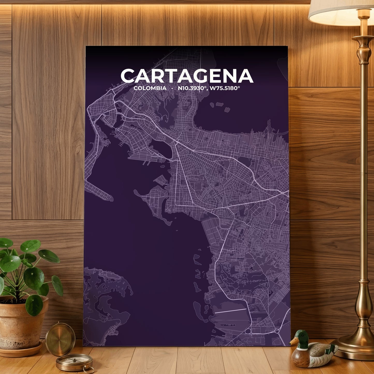 Cartagena Dusk Map Poster