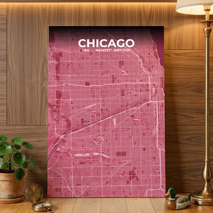 Chicago Scarlet Map Poster