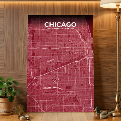 Chicago Garnet Map Poster