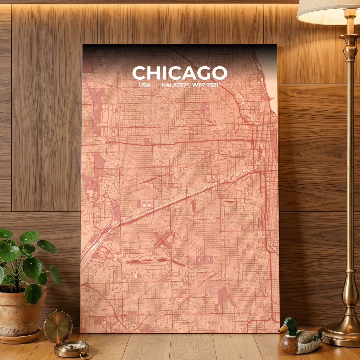 Chicago Blush Map Poster