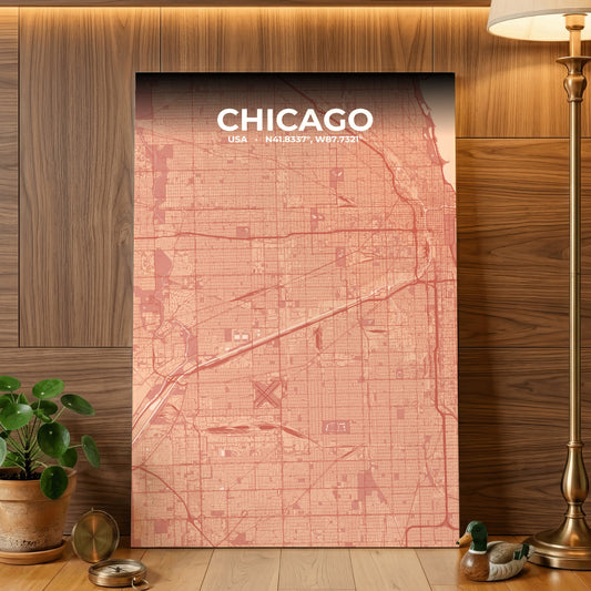 Chicago Blush Map Poster
