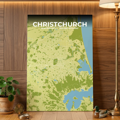 Christchurch Fern Map Poster